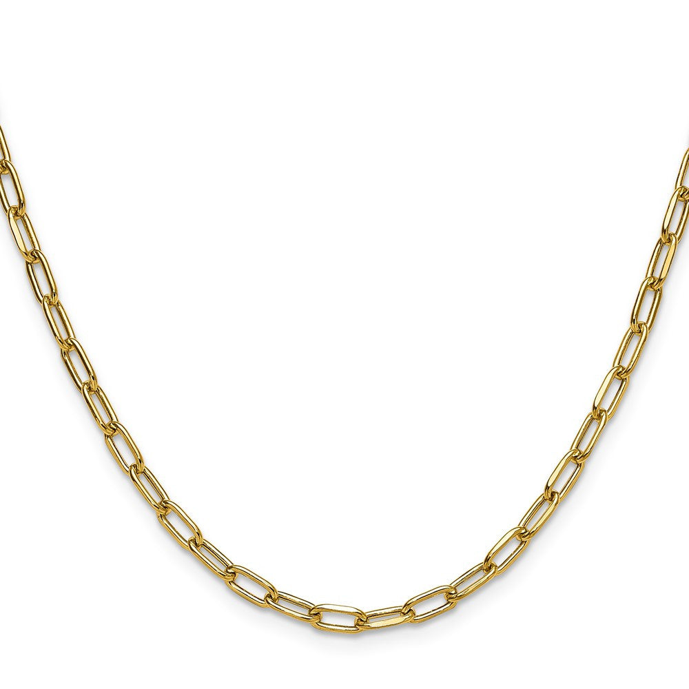 14k Yellow Gold 3.7mm Semi-Solid Beveled Paperclip Chain Necklace 16"