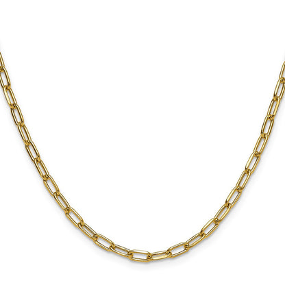 14k Yellow Gold 3.7mm Semi-Solid Beveled Paperclip Chain Necklace 16"