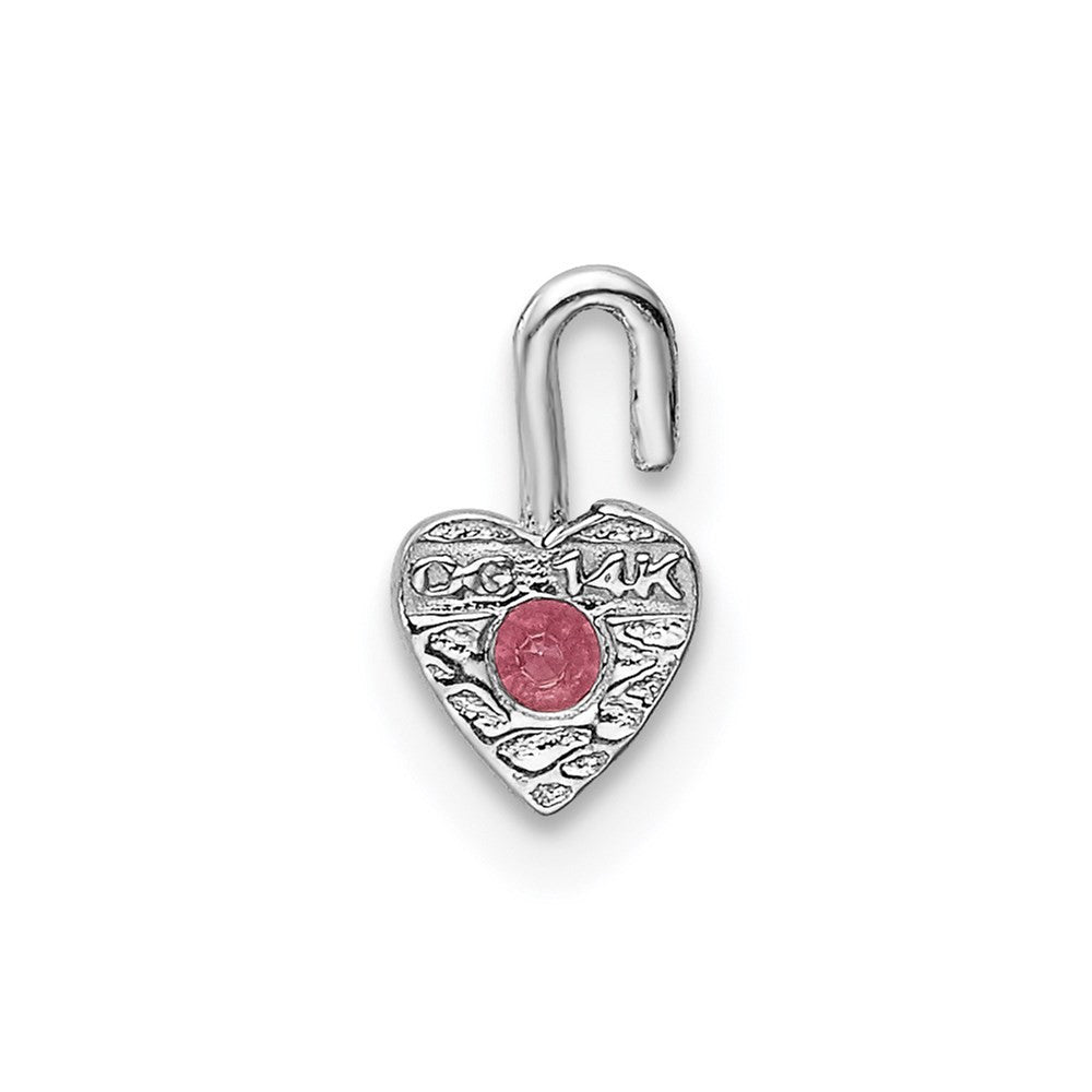 14k White Gold October Synthetic Birthstone Heart Charm Pendant