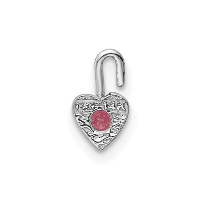 14k White Gold October Synthetic Birthstone Heart Charm Pendant