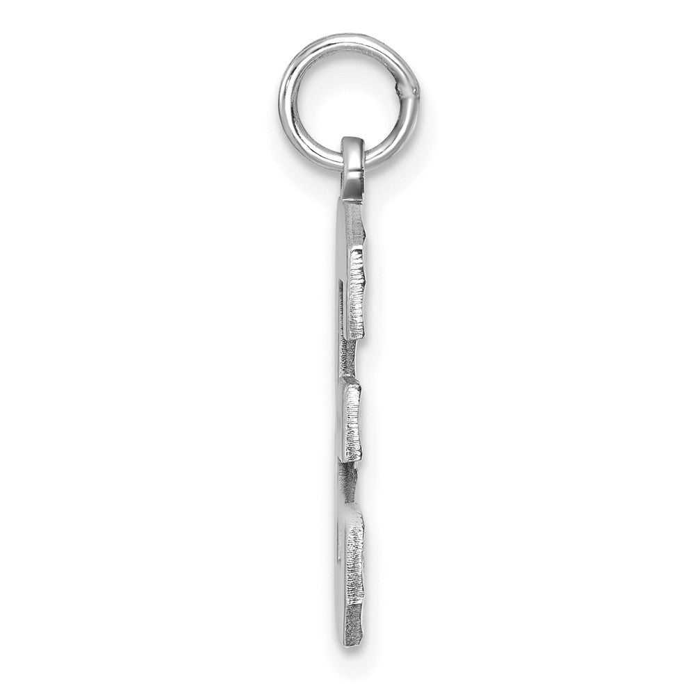 14k White Gold Large Brushed Diamond-cut Number 3 Charm Pendant