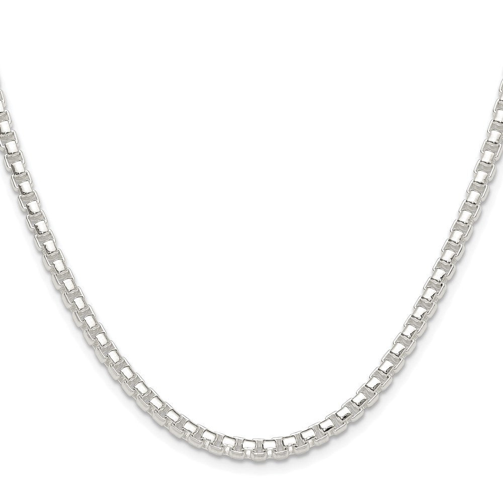 Sterling Silver Rhodium-plated Polished 4mm Round Box Chain Necklace 22"