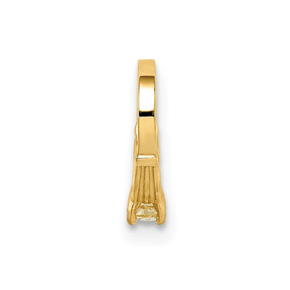 14k Yellow Gold 3D Ring with Yellow CZ Charm Pendant