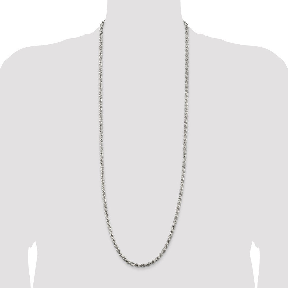 Sterling Silver 4.6mm Diamond-cut Rope Chain Necklace 36"