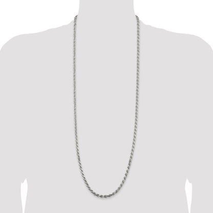 Sterling Silver 4.6mm Diamond-cut Rope Chain Necklace 36"