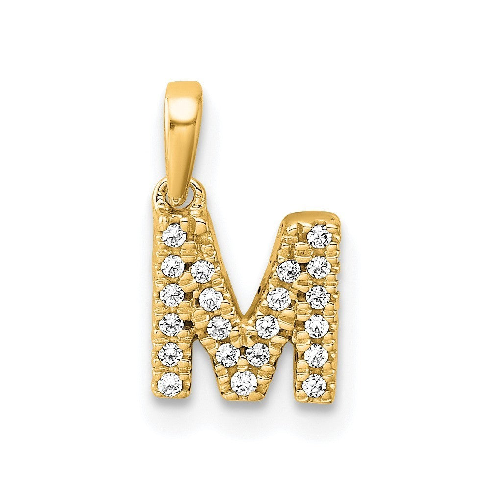 14k Yellow Gold Diamond Letter M Initial with Bail Pendant