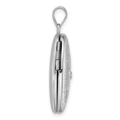 Sterling Silver Brushed And Polished Diamond Foot Prints 24mm Heart Locket