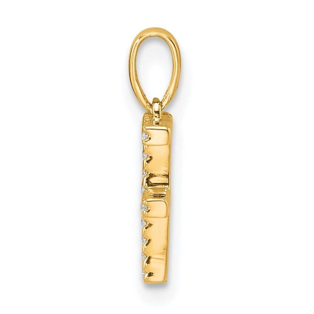 14k Yellow Gold Diamond Letter F Initial Pendant