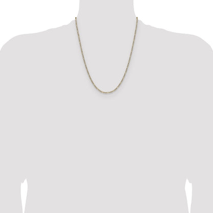 14k Yellow Gold 2.3mm Semi-solid with Rhodium Pav� Figaro Chain Necklace 22"