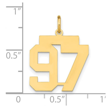14k Yellow Gold Medium Polished Number 97 Charm Pendant