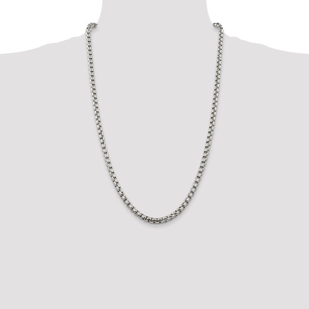 Sterling Silver 5.2mm Round Box Chain Necklace 26"