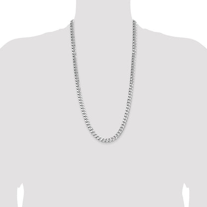 Sterling Silver Rhodium-plated 8.3mm Curb Chain Necklace 28"