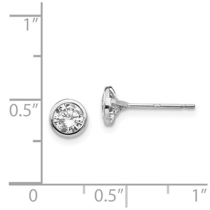 14k White Gold 5mm Bezel Set Cubic Zirconia Stud Earrings