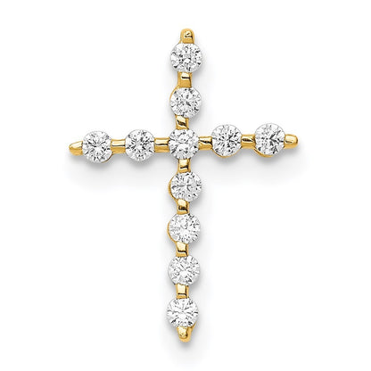 14k Yellow Gold Cubic Zirconia Cross Pendant Chain Slide