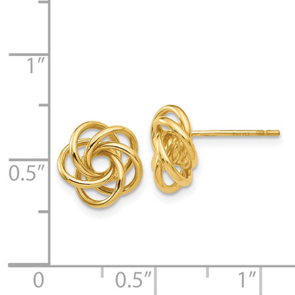 14k Yellow Gold Love Knot Stud Earrings