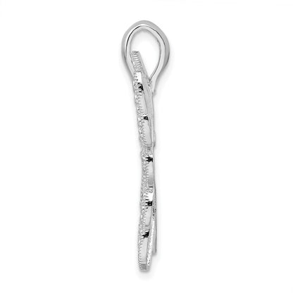 Sterling Silver Rhodium-plated Diamond-Cut Cut-Out Butterfly Pendant