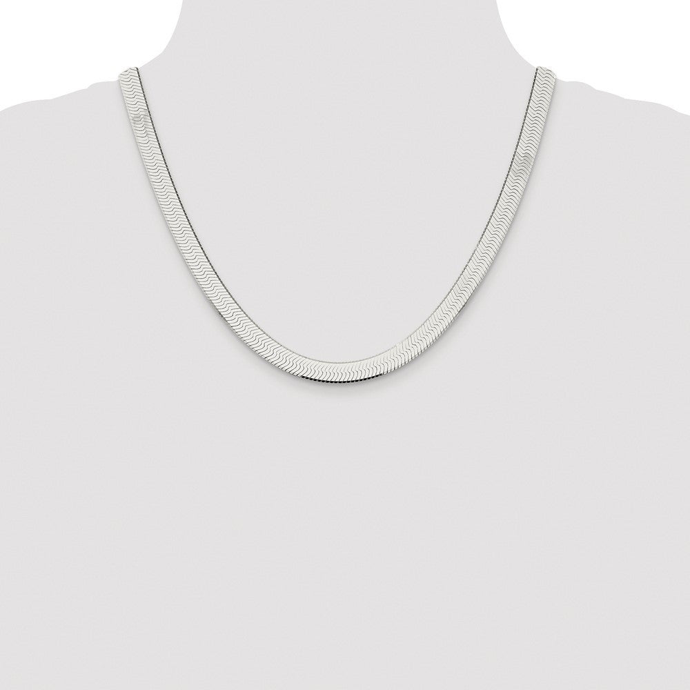 Sterling Silver Rhodium-plated 8mm Magic Herringbone Chain Necklace 20"
