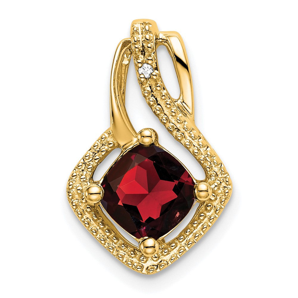 14k Yellow Gold Garnet and Diamond Pendant