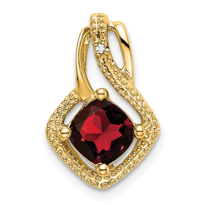 14k Yellow Gold Garnet and Diamond Pendant