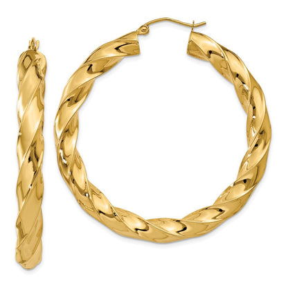 14k Yellow Gold Polished 5.0mm Twisted Hoop Earrings