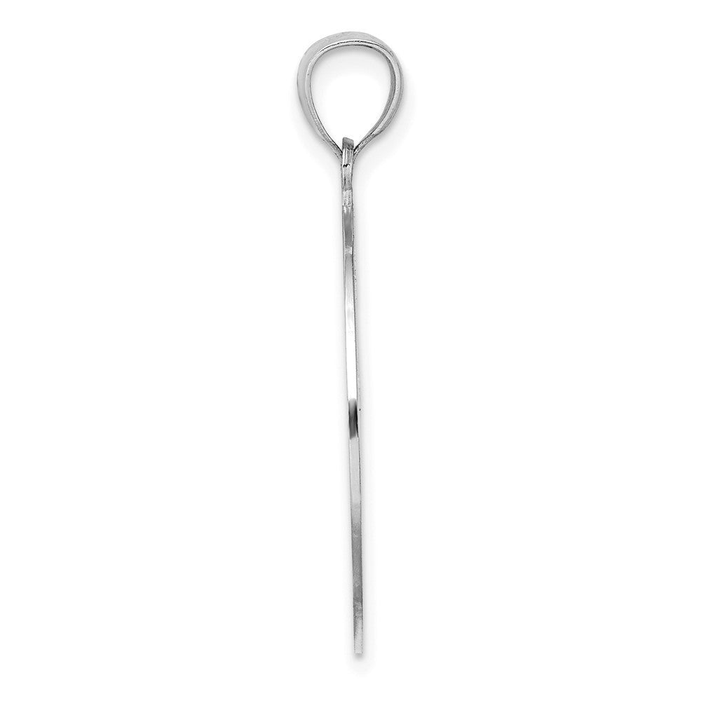 14k White Gold Retro Daisy In Round Frame Charm Pendant