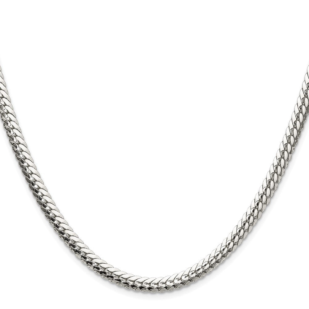 Sterling Silver Polished 5.1mm Double Oval Flat Chain Necklace 22"
