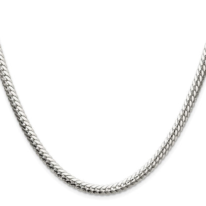 Sterling Silver Polished 5.1mm Double Oval Flat Chain Necklace 22"