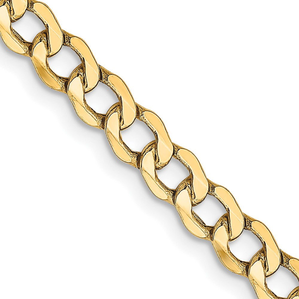 14k Yellow Gold 4.3mm Semi-Solid Curb with Lobster Clasp Chain Necklace 18"