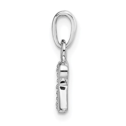14k White Gold Rhodium-plated Diamond Letter R Initial Pendant
