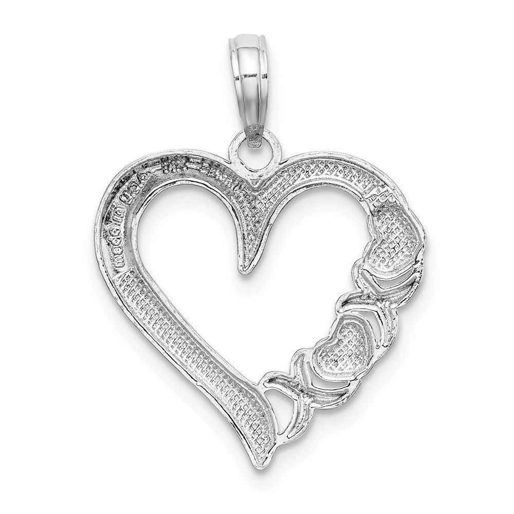 14k White Gold Polished - X- Heart Charm Pendant