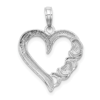 14k White Gold Polished - X- Heart Charm Pendant