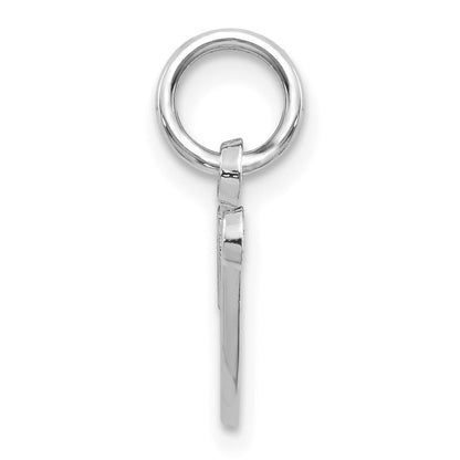 14k White Gold Casted Script Letter V Initial Charm Pendant