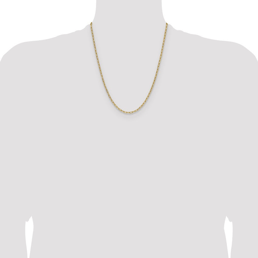 14k Yellow Gold 3.0mm Semi-Solid Beveled Paperclip Chain Necklace 22"