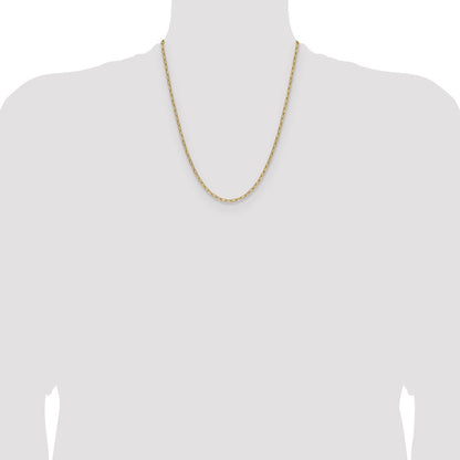 14k Yellow Gold 3.0mm Semi-Solid Beveled Paperclip Chain Necklace 22"