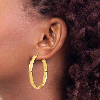 14k Yellow Gold High Polished 5mm Hoop Earrings