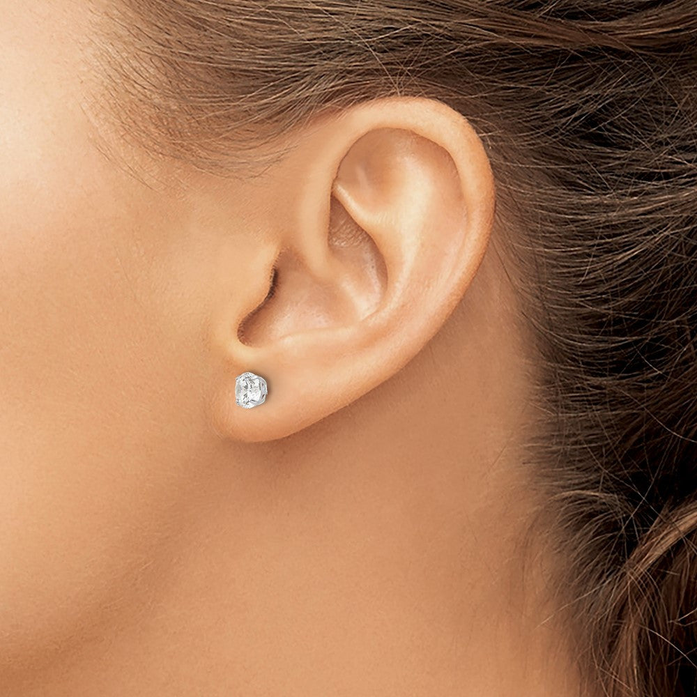 14k White Gold 5mm Round Cubic Zirconia Stud Earrings