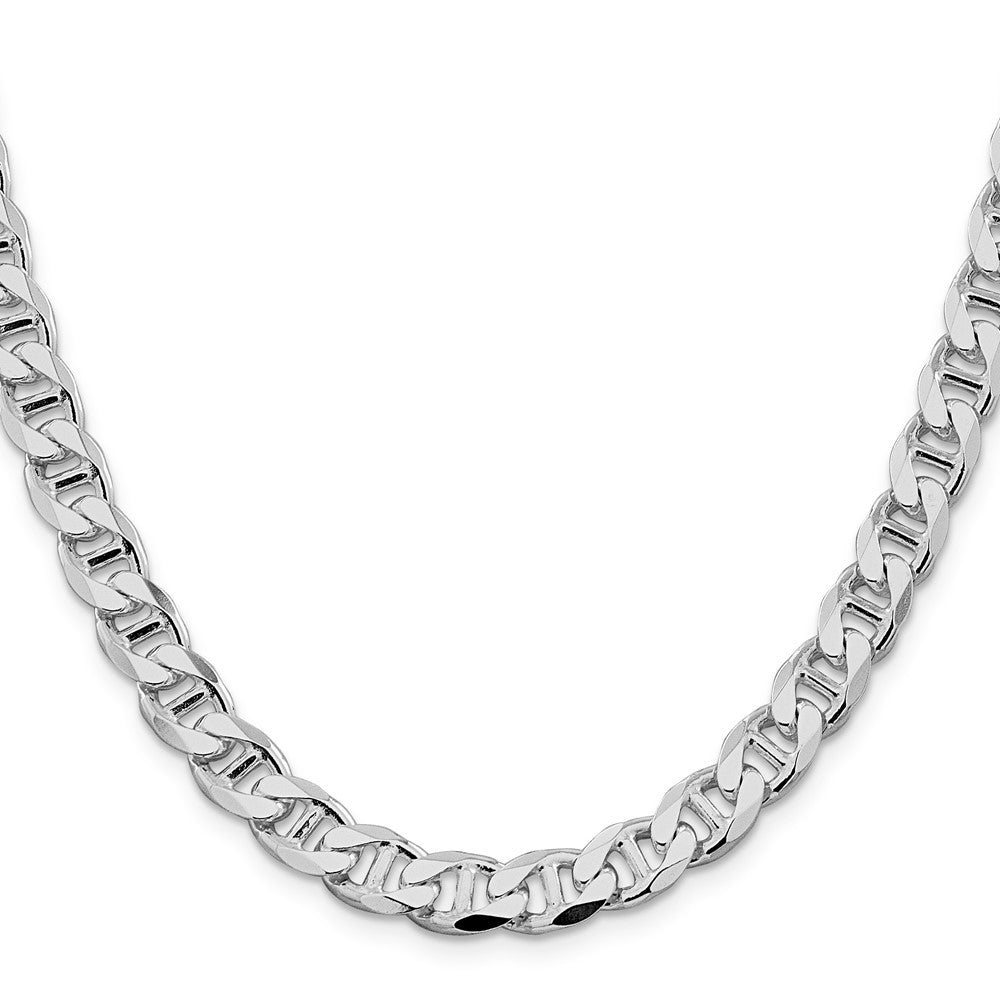Sterling Silver 8.25mm Diamond-Cut Flat Anchor Curb Chain Necklace 24"