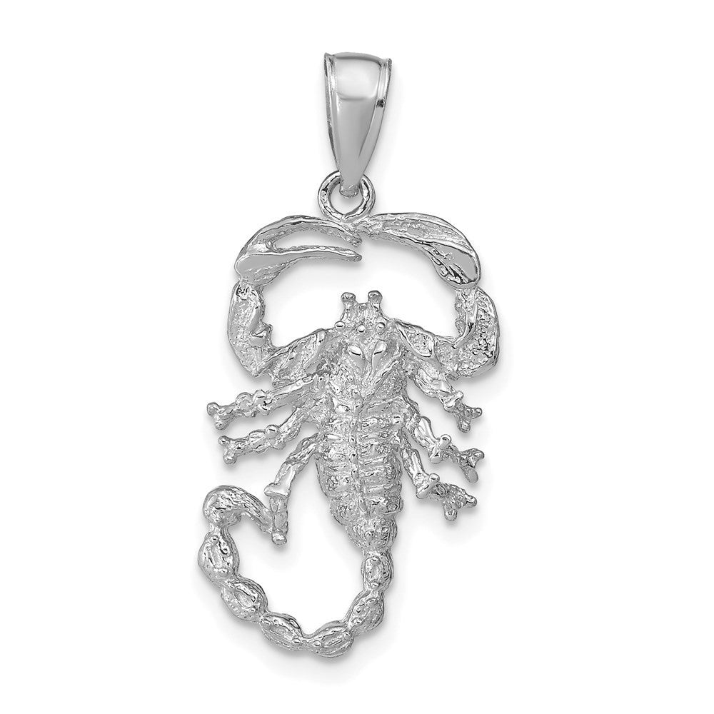 14k White Gold Solid Polished Open-Backed Scorpion Pendant