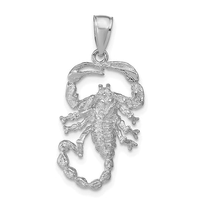 14k White Gold Solid Polished Open-Backed Scorpion Pendant