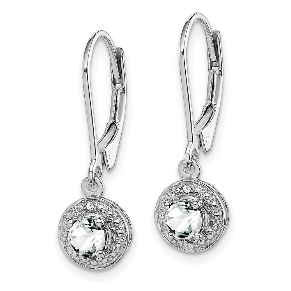 Sterling Silver Rhodium-plated Diam. & White Topaz Dangle Earrings