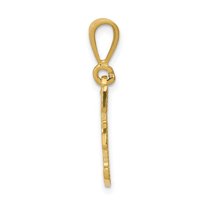 14k Yellow Gold Textured Initial F Charm Pendant