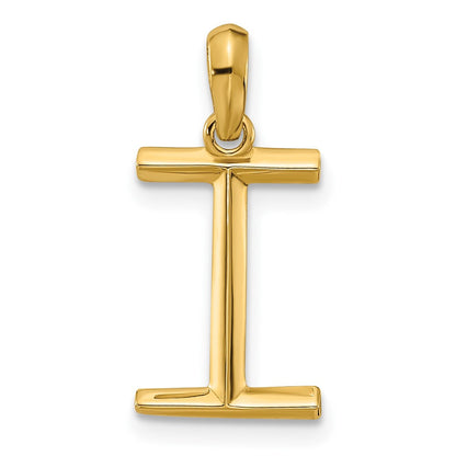 14k Yellow Gold Fancy Letter I Initial Pendant