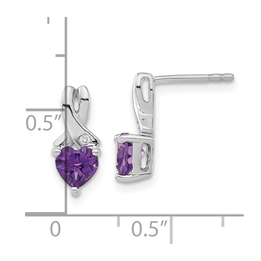 Sterling Silver Rhodium-plated Amethyst and Diamond Dangle Earrings
