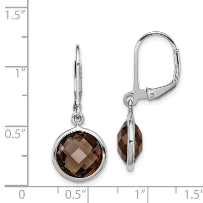 Sterling Silver Rhodium-plated Smoky Quartz Dangle Earrings