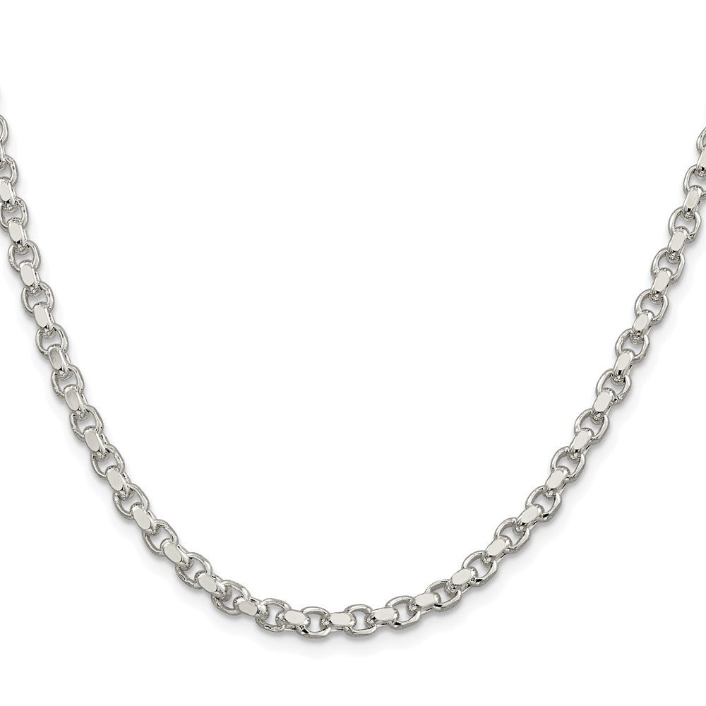 Sterling Silver Rhodium-plated 4mm Diamond-cut Rolo Chain Necklace 18"