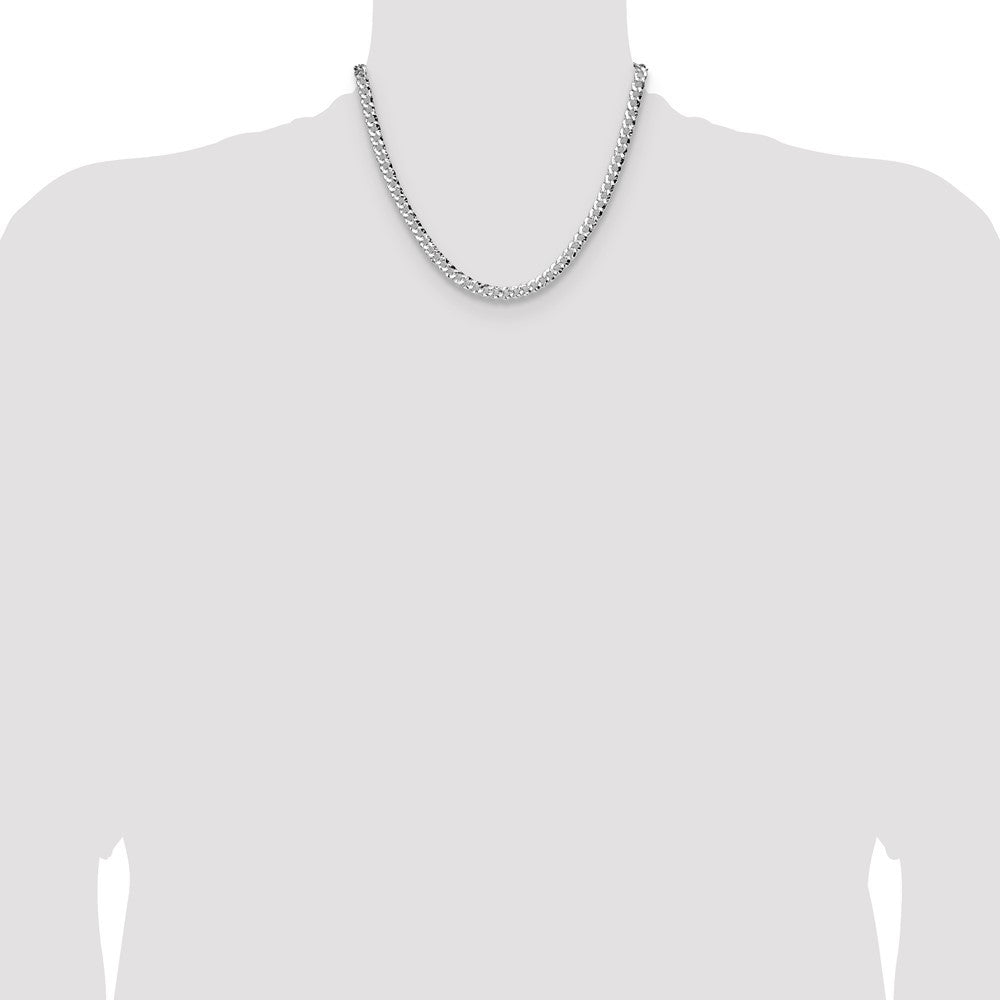 Sterling Silver 6.35mm Hammered Curb Chain Necklace 18"