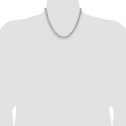 Sterling Silver 6.35mm Hammered Curb Chain Necklace 18"