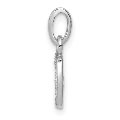14k White Gold Rhodium-plated Diamond Letter J Initial Pendant