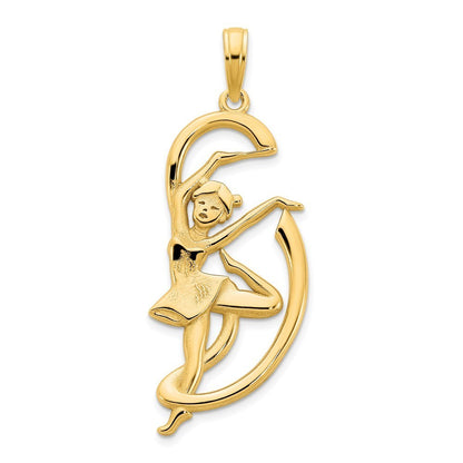 14k Yellow Gold Gymnast Ribbon Pendant