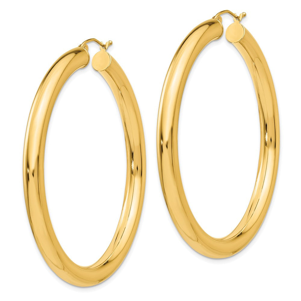 14k Yellow Gold Polished 5mm Tube Hoop Earrings